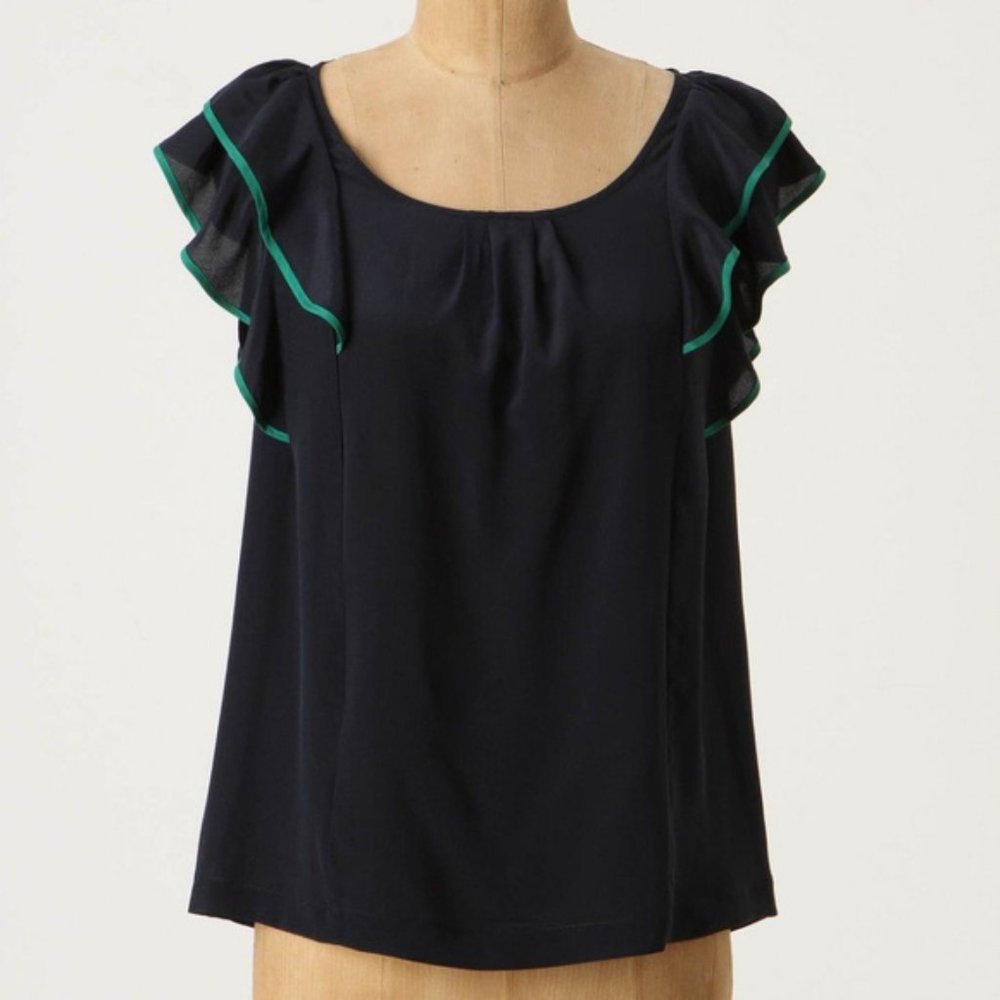 💋Anthropologie aflutter blouse Odille navy Sz2